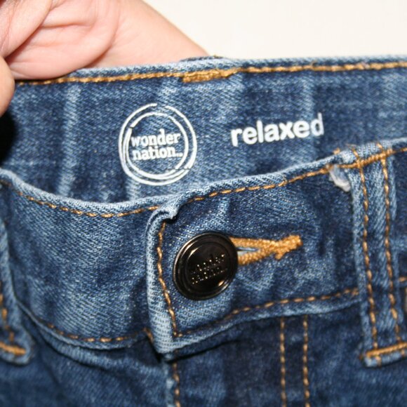 SIZE 8 SLIM KIDS DENIM BLUE JEANS BOYS RELAXED FIT ADJUSTABLE WAIST POCKETS EUC - Picture 6 of 14